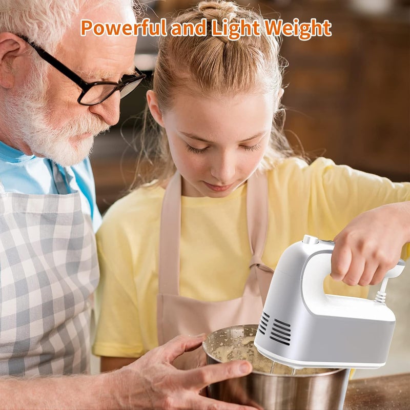 Yomelo 9-Speed Digital Hand Mixer Electric, 400W Powerful DC Motor, Hand Mixer Electric Handheld with Snap-On Storage Case, 5 Stainless Steel Accessories, Beaters, Dough Hooks, Whisk(Silvery White) - Image 3